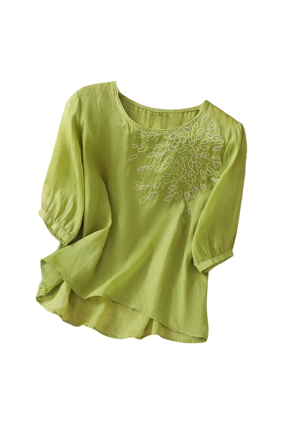 Short Sleeve Shirts for Women Spring Fashion Clothing Blouson Casual Clothes Cozy Ladies Tops And Blouses Green