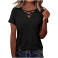 thumbnail image 1 of Short Sleeve Shirts for Women Spring Tops for Women 2026 V Neck Criss Cross Tees Womens Summer Tops, 1 of 6