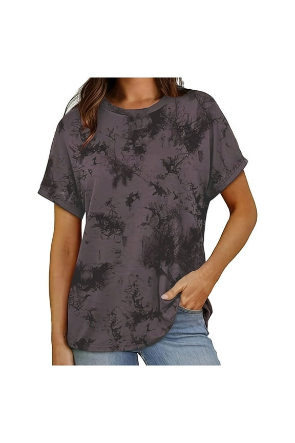 Short Sleeve Shirts for Women Summer Tops 2025 Spring Camouflage Printed Casual half Sleeve Crew Neck Oversize Loose Fit Tees Shirts