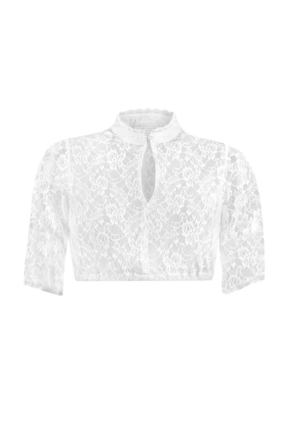 Short Sleeve Shirts for Women, Women's Lace Dirndl Blouse Long Sleeve Crop Top Traditional Bavarian German Beer Girl Oktoberfest Costume