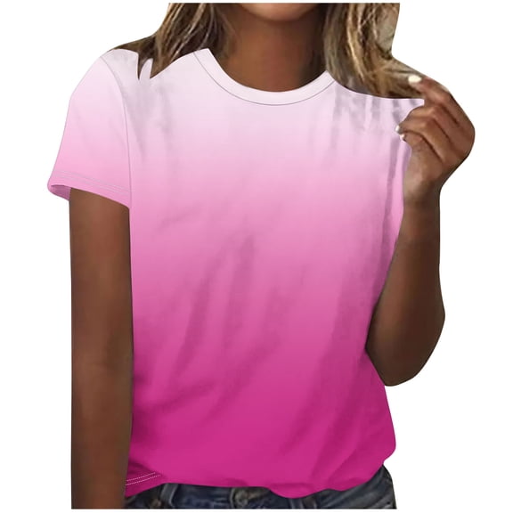 Short Sleeve Shirts for Women, Women's Tops Summer Short Sleeve Crew Neck Shirts Dressy Casual Blouses for Women