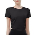 thumbnail image 1 of Short Sleeve Shirts for Women, Women's Workout Shirts Compression Short Sleeve Crew Neck Running Yoga Gym Athletic Fitted Crop T-Shirts Top, 1 of 3