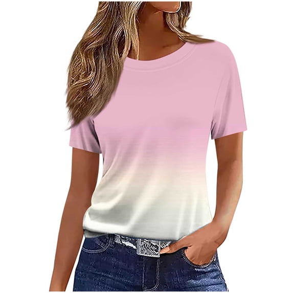 Short Sleeve Shirts for Women, Womens Summer Tops 2026 Crew Neck Short Sleeve T Shirts Dressy Casual Blouses Cute Printed Tees Loose Trendy Outfits