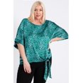 thumbnail image 1 of Short Sleeve Side Knot Hemline Leopard Print Woven Top, 1 of 3