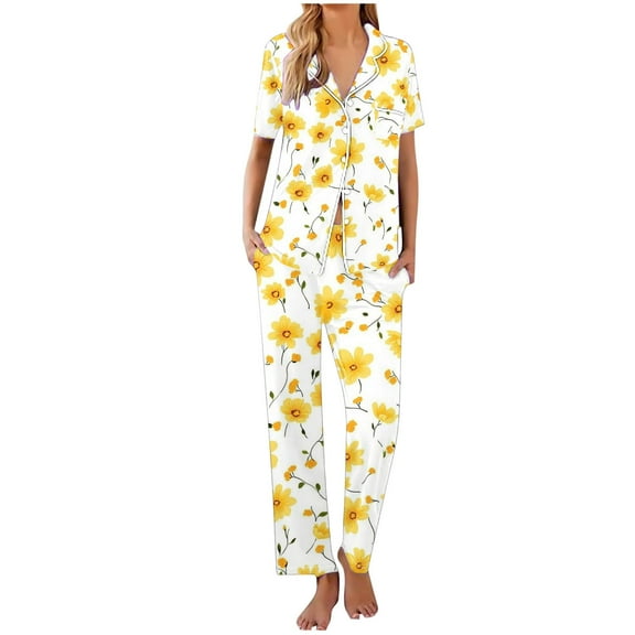 Short Sleeve Sleepwear for Women 2 Piece Lounge Sets Plus Size Floral Print Outfits for Women Womens Pajama Sets