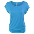thumbnail image 1 of Short Sleeve Solid Basic Tunic Top Tee with Side Shirring~OLIVE / LARGE, 1 of 1