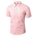 thumbnail image 1 of Short Sleeve Solid Button Down Shirts For Men Summer Classic Golf Outing Resort Vacation Backyard Party Daily Wear Smart Casual Easy Outfit Easy Layering Daily Style, 1 of 2