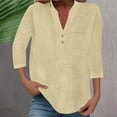 thumbnail image 1 of Short Sleeve Solid Color Stand Collar Button Up Shirt With Pocket For Women Workout Shirt Work Shirt Women Women T Shirts Loose Stripe Shirts for Women Womens Athletic Wear T Shirts Shirt Women Long, 1 of 3