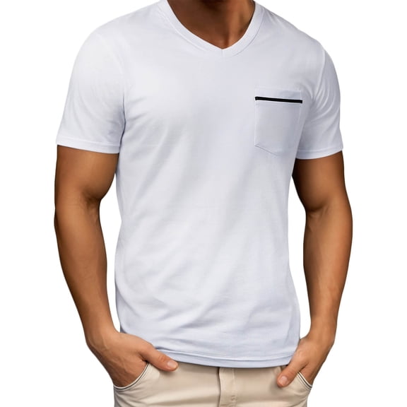 Short Sleeve Solid Pocket V Neck T Shirts For Men Summer Relaxed Gym Commute Errands Lounge Weekend Daily Wear Lightweight Breathable Easy Care Classic Casual Versatile Wear