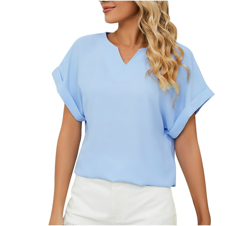  Womens Tops, Short Sleeve Casual Summer Top Solid