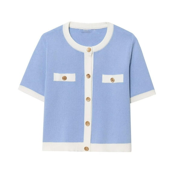 Short Sleeve Sweater For Women Sevevn Women's Cropped Sweater Old Money Clothes Short Sleeve Lightweight Sweater Fall Trendy Knit Top