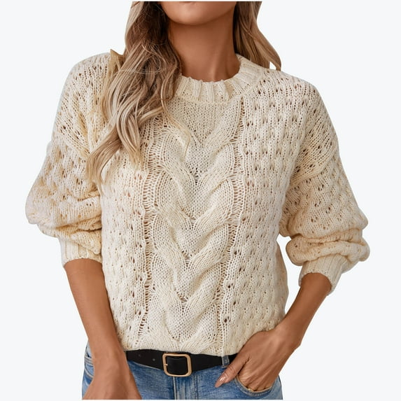 Short Sleeve Sweater Sevevn Women's Hollow Out Twisted Eight Head Loose Round Neck Retro Knitted Sweater Sweater
