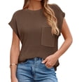 thumbnail image 1 of Short Sleeve Sweater for Women Crew Neck Ribbed Knit Vests Pullover Tops, 1 of 5