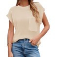 thumbnail image 1 of Short Sleeve Sweater for Women Crew Neck Ribbed Knit Vests Pullover Tops, 1 of 5