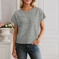 thumbnail image 1 of Short Sleeve Sweater for Women Flower Embroidered Knit Pullovers Tops Color Grey Size S, 1 of 5