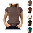 thumbnail image 1 of Short Sleeve Sweater for Women Plain Basic Ribbed Knit Neck T Shirts Womens Undershirts, 1 of 4