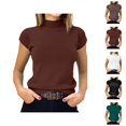 thumbnail image 1 of Short Sleeve Sweater for Women Plain Basic Ribbed Knit Neck T Shirts Womens Undershirts, 1 of 4