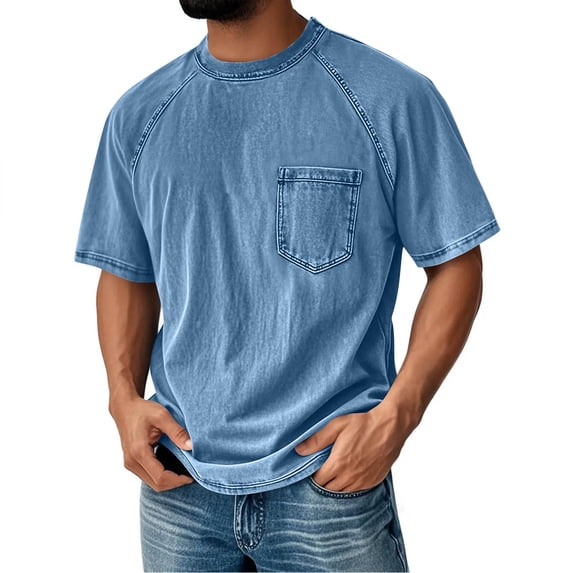 Short Sleeve T Shirt For Men Round Neck Pocket Relaxed Fit Summer Casual Wear Versatile Lightweight Comfortable Top