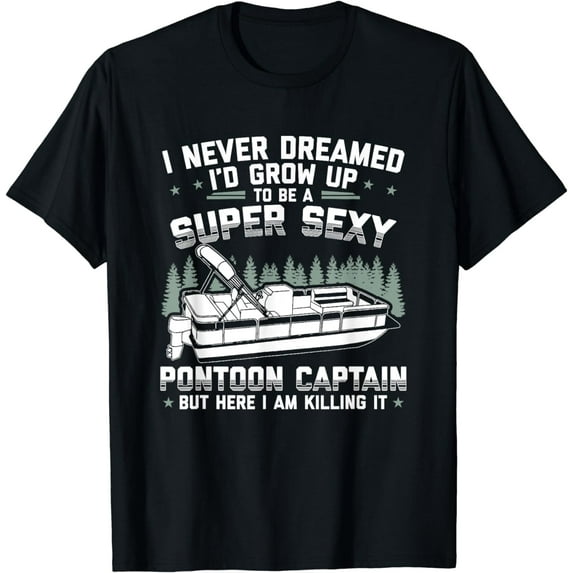Short Sleeve T-Shirt Vintage Pontoon Captain Shirt Men Funny Gift for Boat Owner T-Shirt