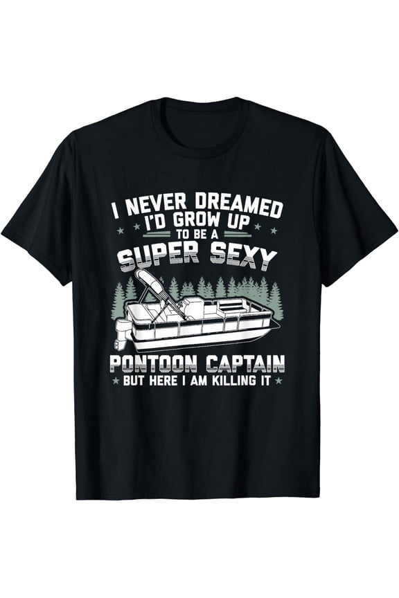 Short Sleeve T-Shirt Vintage Pontoon Captain Shirt Men Funny Gift for Boat Owner T-Shirt