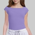 thumbnail image 1 of Short Sleeve T-Shirt for Girls Square Neck Basic Solid Top Daily School Playtime Comfort Kids Casual Summer Comfy Outfits for Teen, 1 of 8