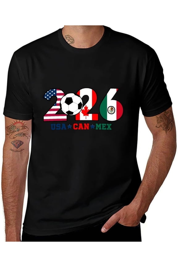 Short Sleeve T-Shirts,Cotton Crew Neck Tee Casual Wear World Soccer Cup 2026