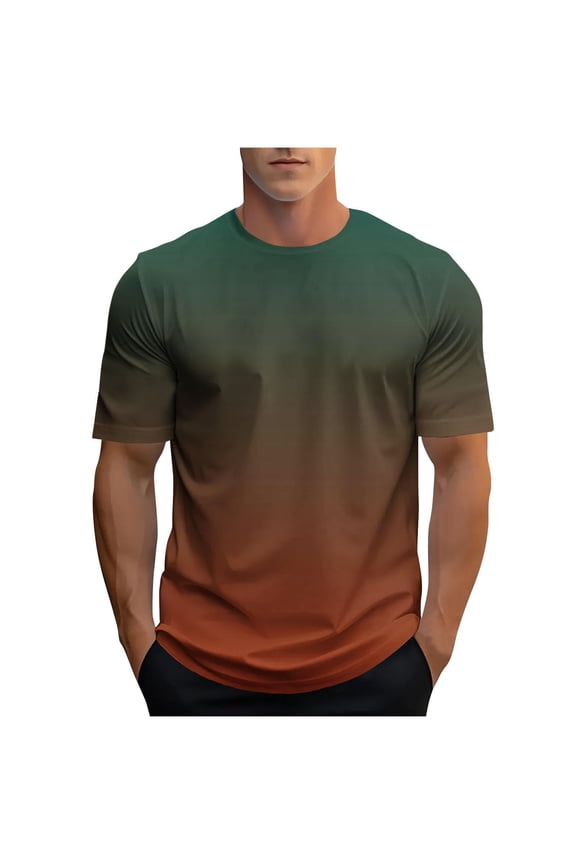 Short Sleeve T-Shirts Crew Neck Summer Tops Gradient Print With Stylish Color Transition Design For Daily Wear Summer Tops Blouses