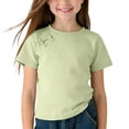 thumbnail image 1 of Short Sleeve T-Shirts For Girls Cotton Crew Neck Solid Color Blouse Casual Loose Comfy Pullover Tops (6-7Years, Green), 1 of 6