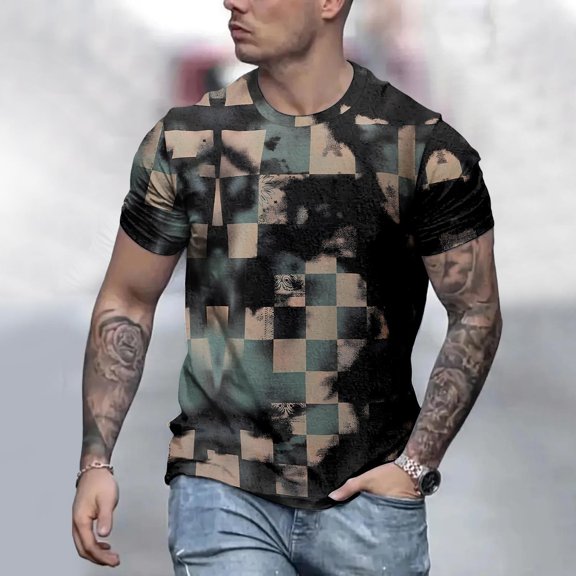 Short Sleeve T Shirts For Men Letter Print Casual Style Crew Neck Short Sleeve Classic Tunic T Shirt Loose 2026 Spring Summer Fall Blouses Pullover Outfits Grey L