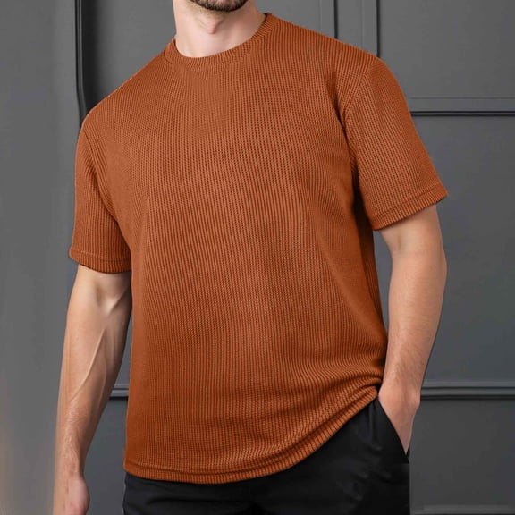 Short Sleeve T Shirts For Men Lightweight Loose Crew Neck Casual Solid Color T Shirt Shirt Spring Summer Fall Basic Work Tee Vacation Clothes Orange S