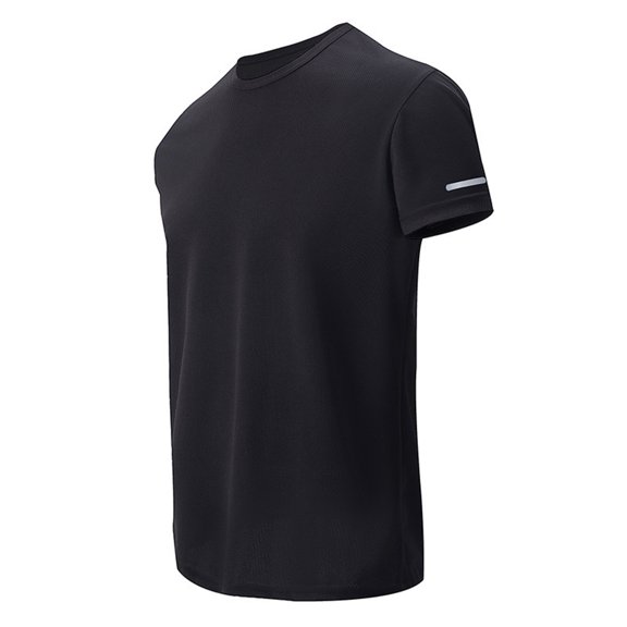 Short Sleeve T-Shirts Men's Rash Guard Quick Dry Sun Protection Shirts Swim Athletic Workout Top Tee Black S