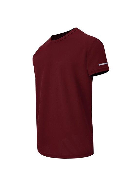 Short Sleeve T-Shirts Men's Rash Guard Quick Dry Sun Protection Shirts Swim Athletic Workout Top Tee Wine 2XL