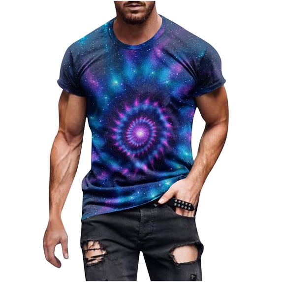 Short Sleeve T-Shirts Mens Graphic Tops Crewneck Casual 3D Printed Novelty Tee Summer Base Funny Tshirts (M, Blue 03)
