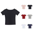thumbnail image 1 of Short Sleeve T-Shirts for Girls Summer Crop Tops Square Neck Slim Fit Basic Tee Trendy Tween Girls Trendy Clothes for Hot Weather, 1 of 6