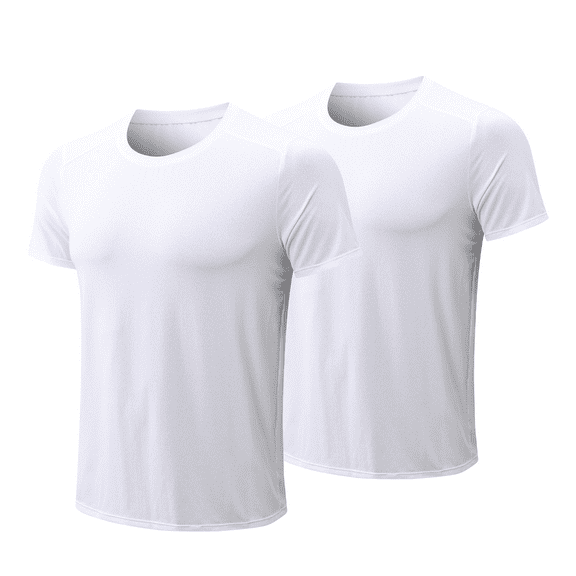 Short Sleeve T-Shirts for Men Pack Crew Neck Fresh Classic Soft Tees Fitted 2Pcs Workout Gym Fast-dry Tshirts Bulk