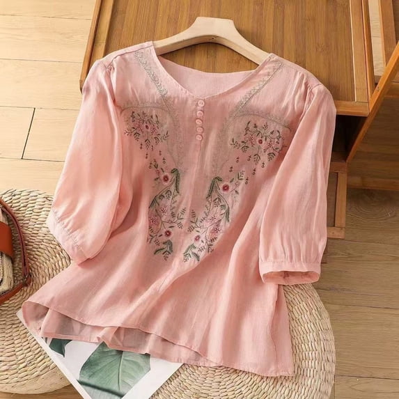 Short Sleeve T Shirts for Women Floral Print Spring Basic Tee Casual Crew Neck Y2K Tops