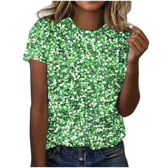 Short Sleeve T Shirts for Women Trendy Summer T Shirts Round Neck Causal Fashion Basic Tee Green XXL