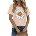 thumbnail image 1 of Short Sleeve T-shirts for Women Teens Daisy Floral Printed Crewneck Casual Summer Tee S-2XL Base Tshirts (2XL, Beige), 1 of 5