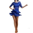 thumbnail image 1 of Short Sleeve Tassel Latin Rhythm Dance Competition Dresses, 1 of 8