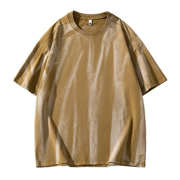 ShomPort Short Sleeve Tee Shirts for Men Round Neck Solid Color Shirt Summer Loose Tee M to 8xl