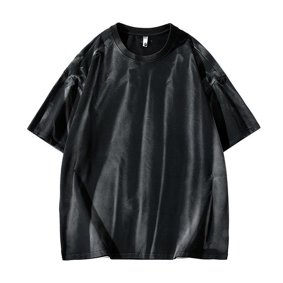 ShomPort Short Sleeve Tee Shirts for Men Round Neck Solid Color Shirt Summer Loose Tee M to 8xl