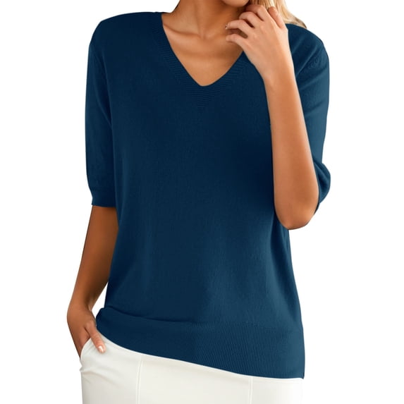 Short Sleeve Tees for Women Round Neck Knit Hem Relaxed Fit Casual Daily Summer Tee Womens Tops