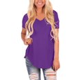 thumbnail image 1 of Short Sleeve Tees for Women V Neck Loose Relaxed Fit Basic Daily Casual Summer Blouse Womens Tops, 1 of 6