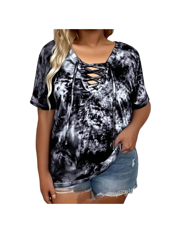 Short Sleeve Tops Casual Romantic Fashionable Trade Clothing Daily Fashion Tunics Oversized Tops French Retro Clothes for Woman Poleras Mujer Black 3XL