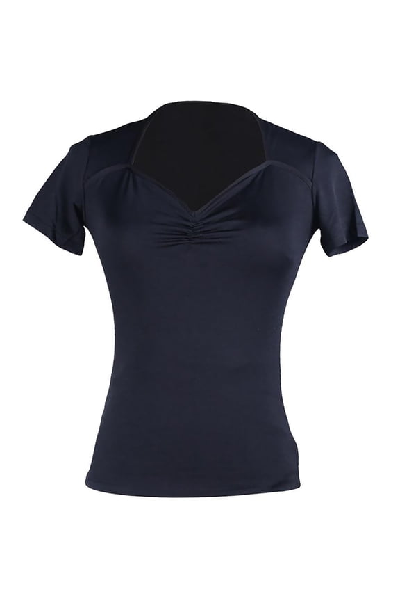 Short Sleeve Tops T-Shirt With Ruching Dance Wear For Women Adult Ladies Latin Salsa Tango Dance Practice Rountine