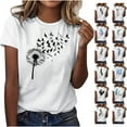 thumbnail image 1 of Short Sleeve Tops Women Casual Summer Basic Blouses Soft Lightweight Crewneck T-Shirts Vacation Beach Funny Graphic Tees White Tops,Size S-3XL, 1 of 5