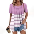 thumbnail image 1 of Short Sleeve Tops Women Going out Women Summer Blouses Dressy Striped Tops for Women Y2k Summer Tshirts Shirts for Women Oversized, 1 of 7
