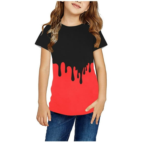 Short Sleeve Tops for Teens Toddlers Crewneck T-Shirts Size 3-14 Boys & Girls Casual Color-Block Pullover Comfort Going-Out Loungewear Tees