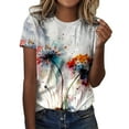 thumbnail image 1 of Short Sleeve Tops for Women Casual Fashion Round Neck Flower Butterfly Print TShirt Summer Womens Tshirts Red L, 1 of 4