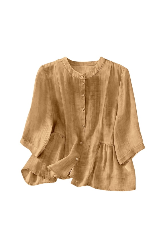 Short Sleeve Tops for Women Large Size Solid Color Cotton And Linen Loose Slimming Stylish Comfortable Blouse Going Out Tops for Women
